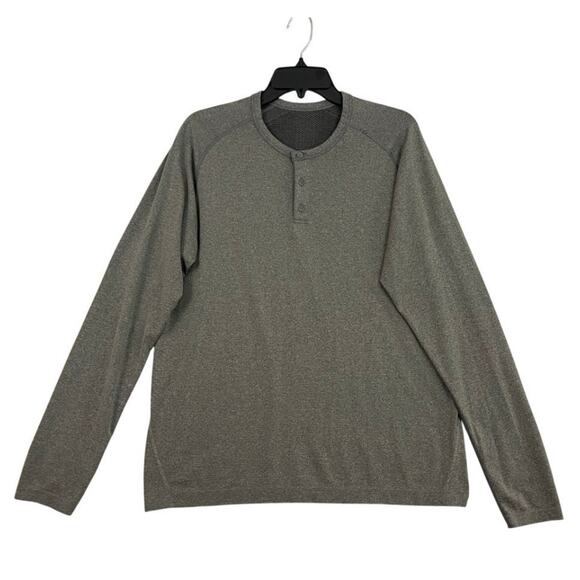 Lululemon Metal Vent Tech Shirt Mens Large Gray Henley Long Sleeve - Picture 1 of 11